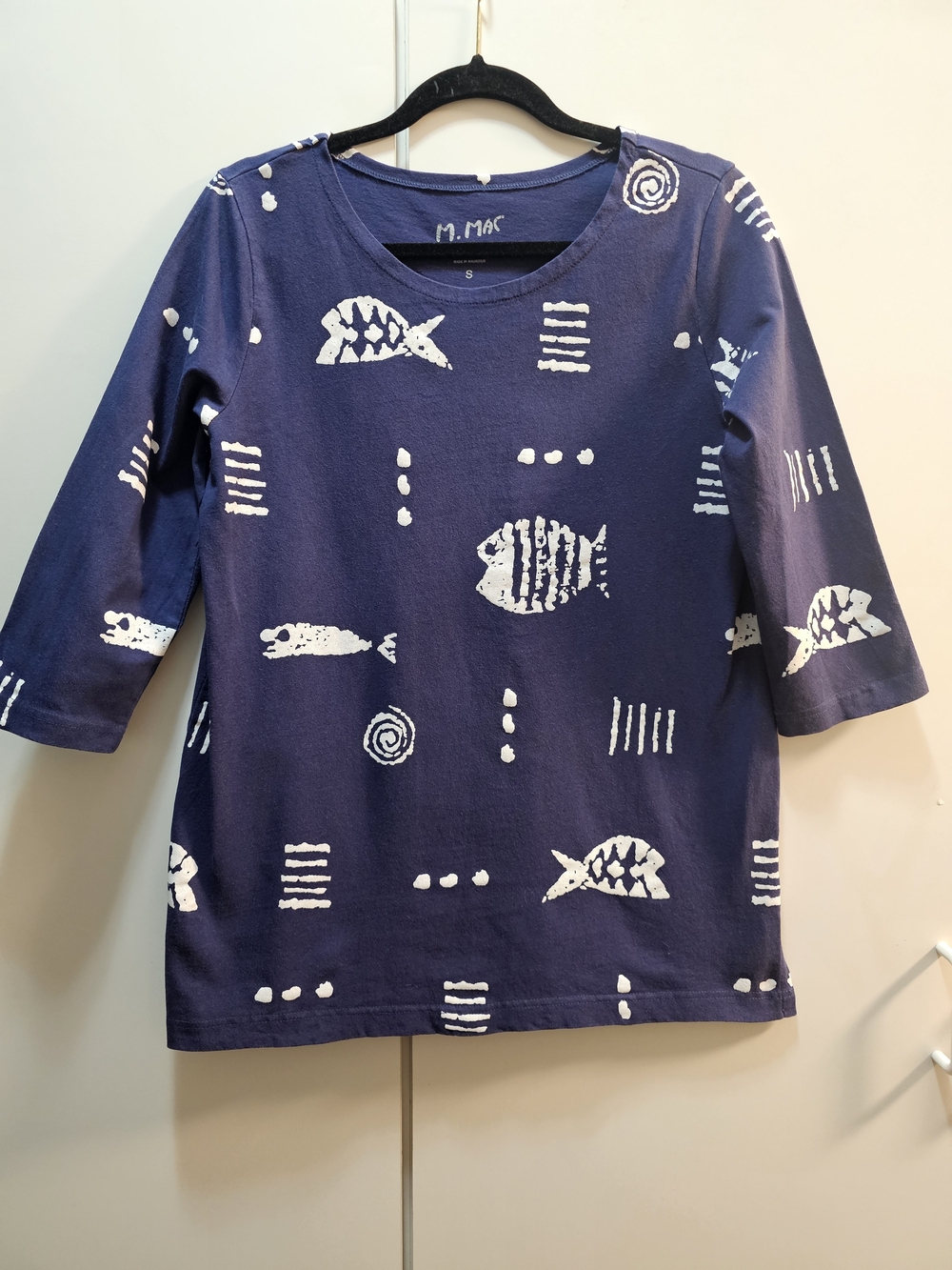 M.Mac Navy Fish-Print Cotton Tunic